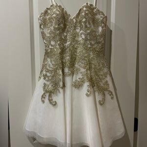 Bee Darlin White and Gold Cocktail Dress